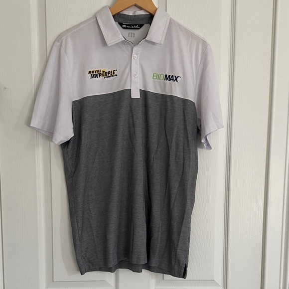 Travis Mathew White and Gray Polo Shirt - Picture 1 of 7
